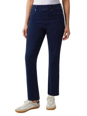 32 Degrees Heat Women's Pull-On Straight Leg back Pockets Jeans, Blue, Size 2XL